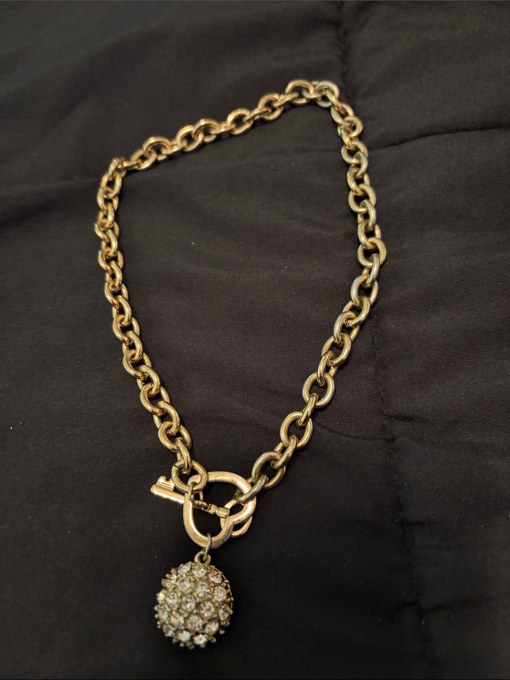 G by Guess Gold-Tone Chain Necklace with Crystal Pavé Pendant